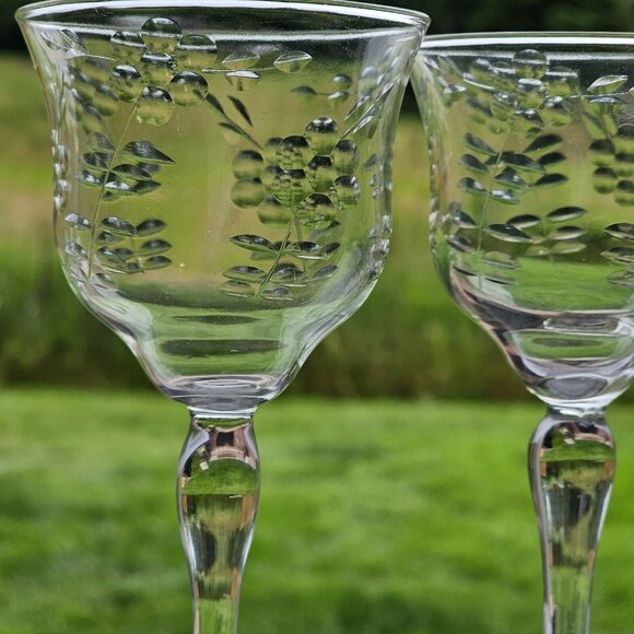 Rock Sharpe Floral Handcut Cocktail Glasses 5.75" set/3 midcentury dinner party - Picture 3 of 13